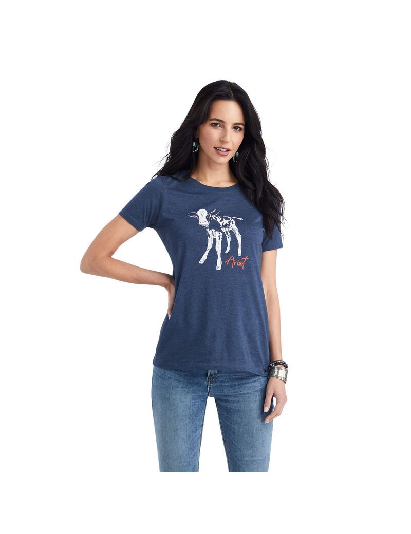 Hauts Ariat Star Calf Tee Bleu Marine | EHH-8882937