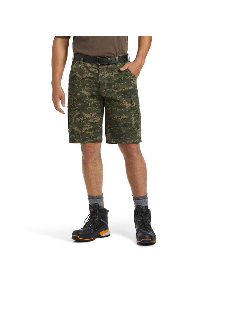 Shorts Ariat Rebar DuraStretch Made Tough Cargo Camouflage Foncé | OHX-6101503