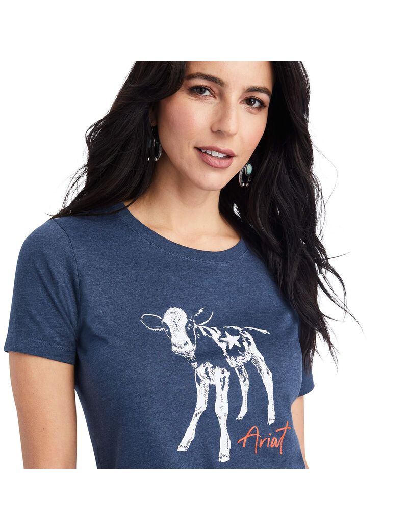 Hauts Ariat Star Calf Tee Bleu Marine | EHH-8882937