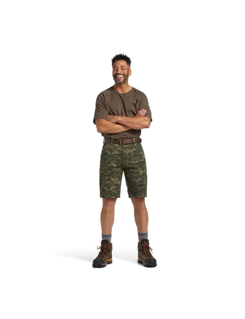 Shorts Ariat Rebar DuraStretch Made Tough Cargo Camouflage Foncé | OHX-6101503