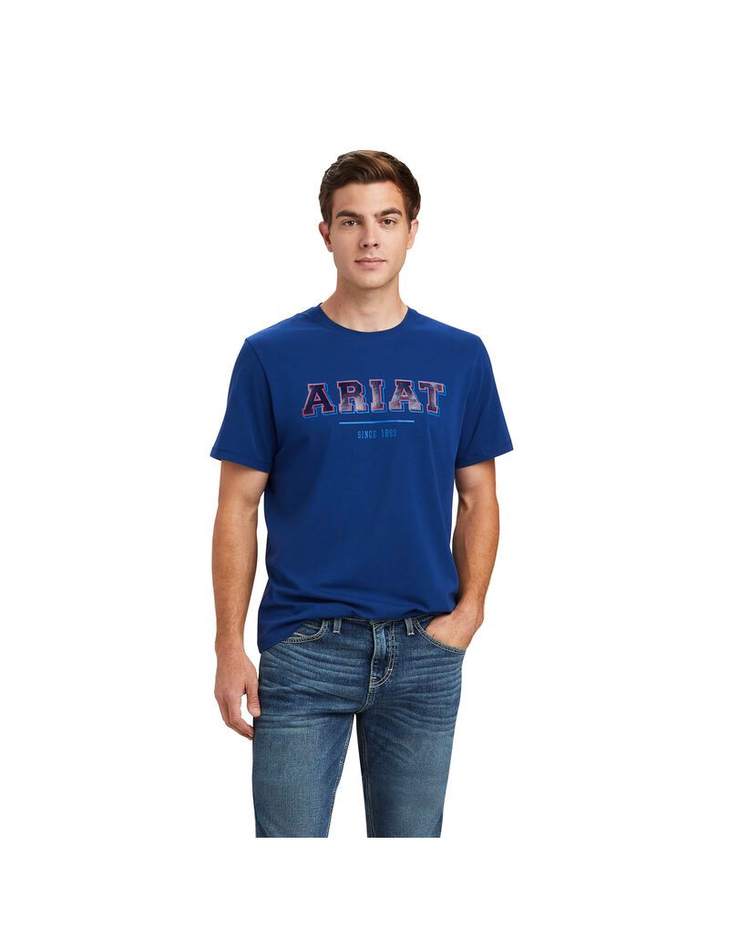 Chemises Ariat Varsity Bleu | WJU-2821010