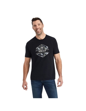 T Shirts Ariat Camo Badge Noir | JTS-7011642