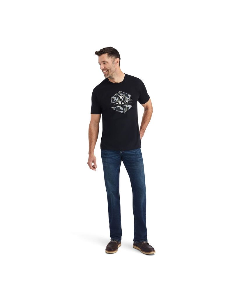 T Shirts Ariat Camo Badge Noir | JTS-7011642