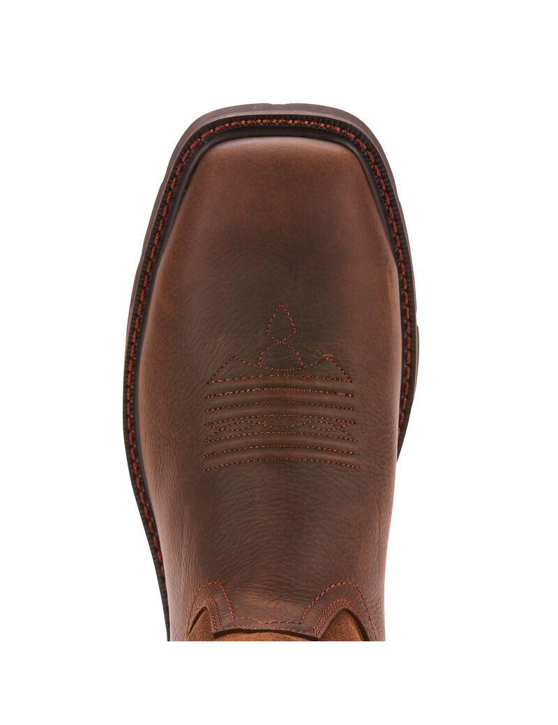 Bottes Imperméables Ariat Groundbreaker Larges Square Embout Steel Embout Travail Marron Foncé | LAD-9850740