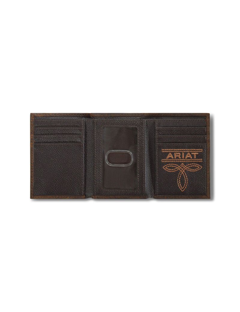 Portefeuilles Ariat Mexico logo trifold Marron | WCH-3996757