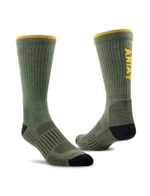 Chaussettes Ariat High Performance Tek Travail 2PCS Vert Olive | EMO-9086716