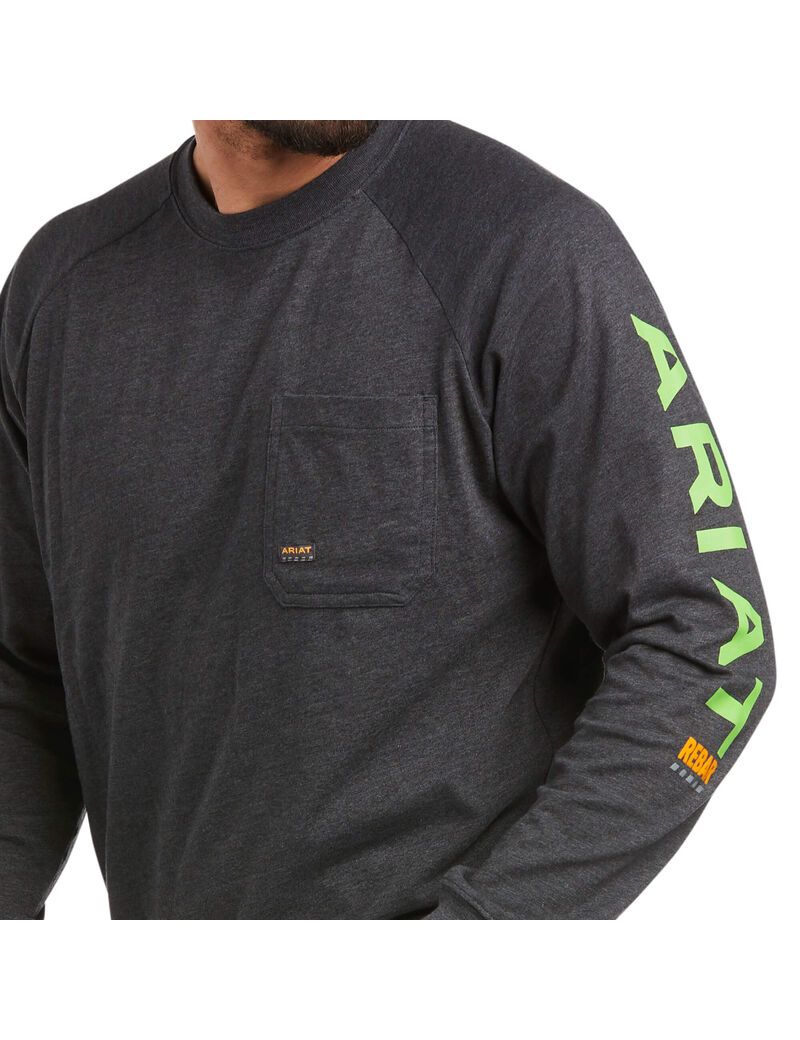 Vêtements De Travail Ariat Rebar Coton Strong Graphique T Shirts Grise Vert Clair | BTF-7263259