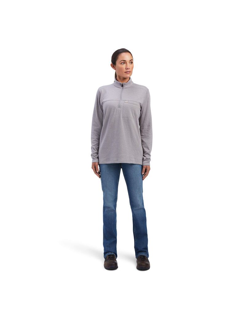 Vêtements De Travail Ariat Rebar Foundation 1/4 Zip Shirts Grise | QJT-3708908