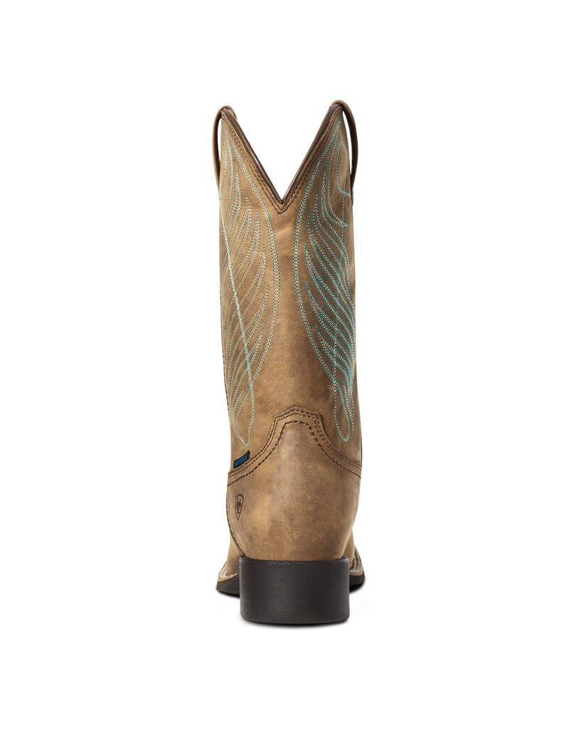 Bottes Imperméables Ariat Round Up Larges Square Embout Western Marron | VBL-3849997