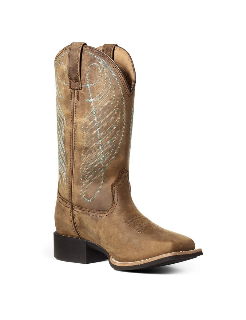 Bottes Imperméables Ariat Round Up Larges Square Embout Western Marron | VBL-3849997