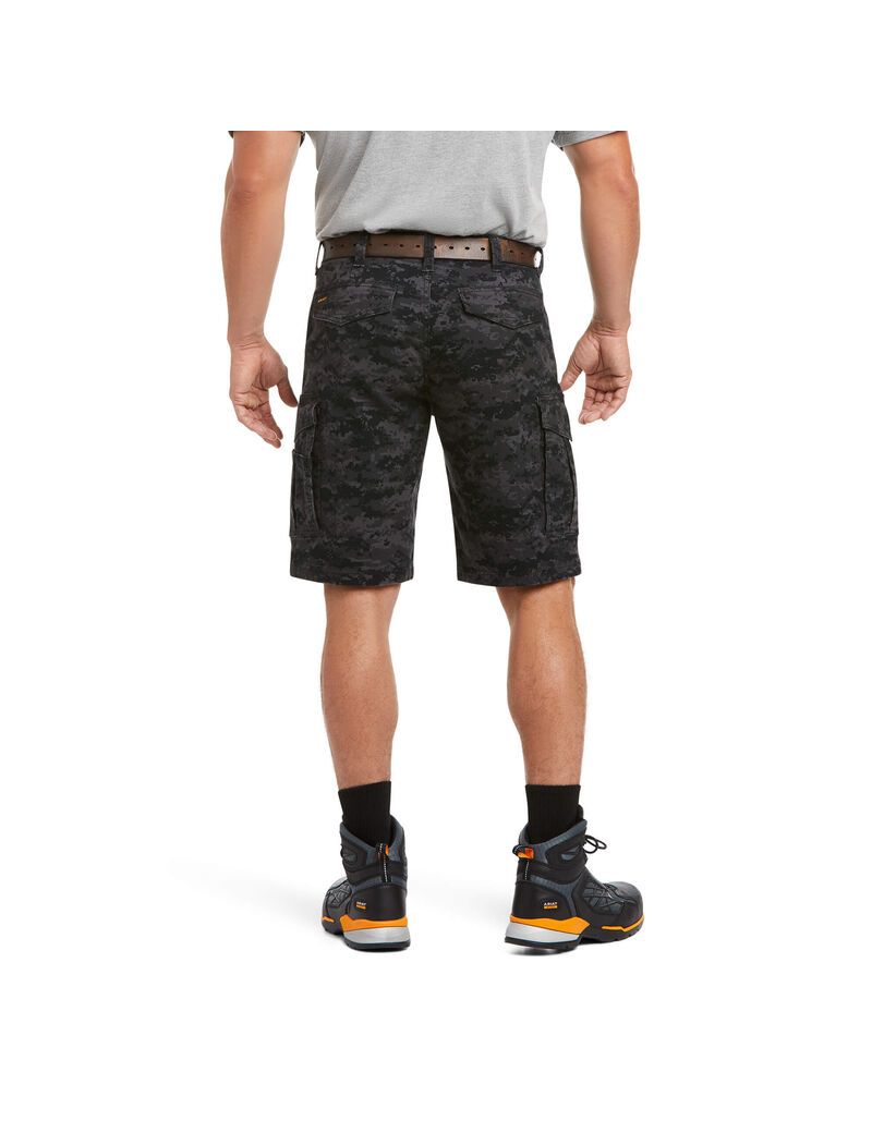 Shorts Ariat Rebar DuraStretch Made Tough Cargo Noir Camouflage | PUQ-8898447