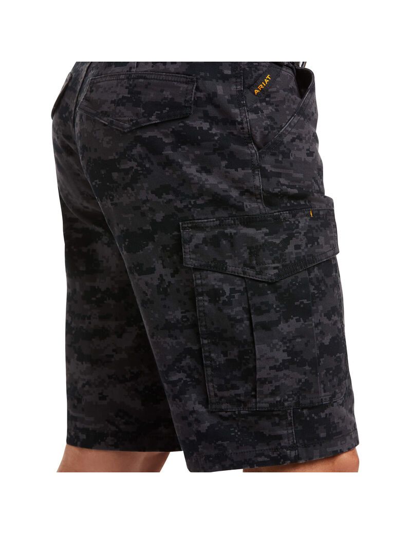 Shorts Ariat Rebar DuraStretch Made Tough Cargo Noir Camouflage | PUQ-8898447