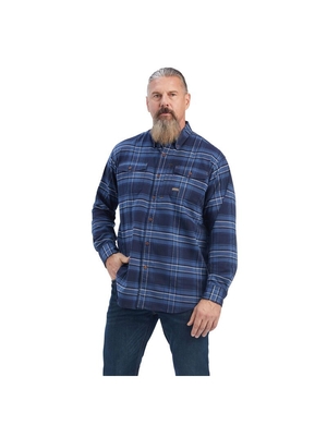 Vêtements De Travail Ariat Rebar Flannel DuraStretch Travail Shirts Bleu Marine | JHH-6994035