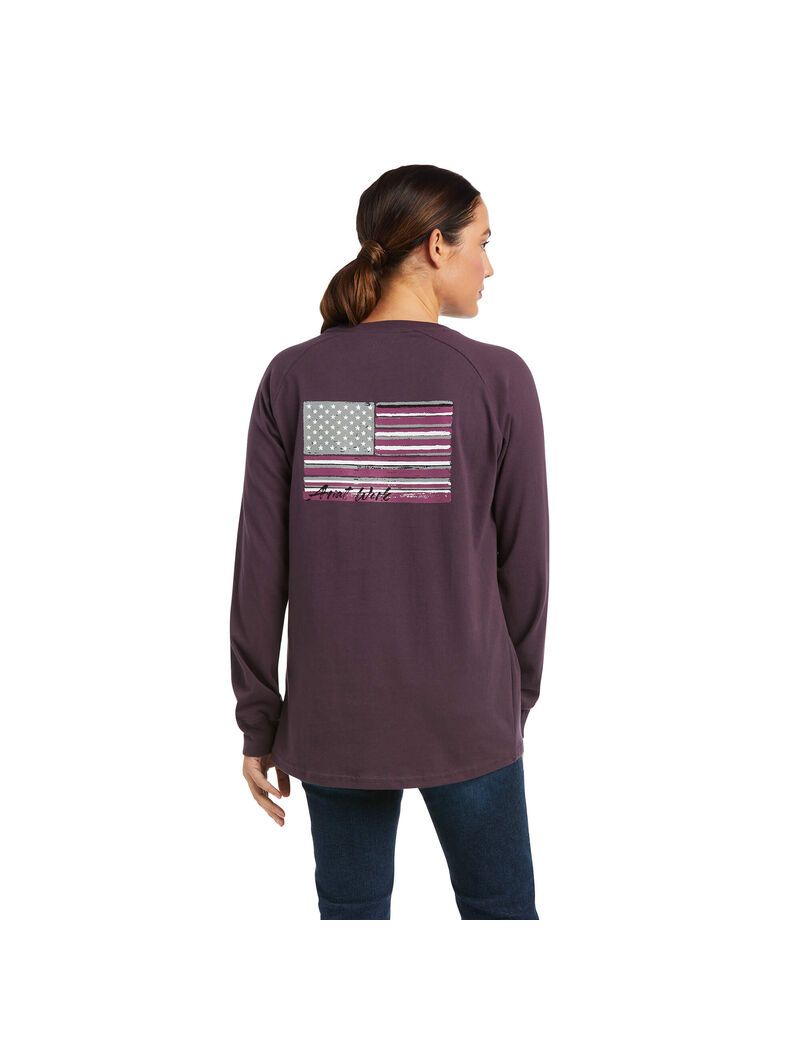 Vêtements De Travail Ariat Rebar CottonStrong Brand Flag T Shirts Violette | BGW-1334462