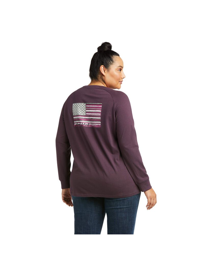 Vêtements De Travail Ariat Rebar CottonStrong Brand Flag T Shirts Violette | BGW-1334462