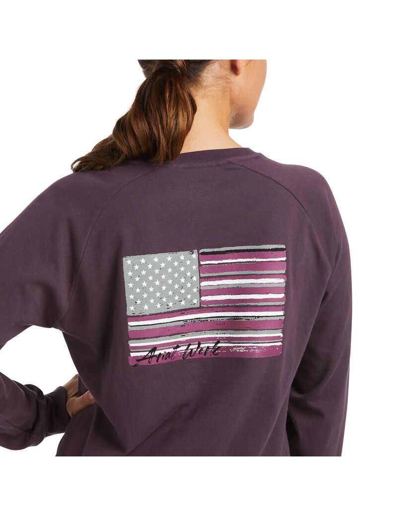 Vêtements De Travail Ariat Rebar CottonStrong Brand Flag T Shirts Violette | BGW-1334462