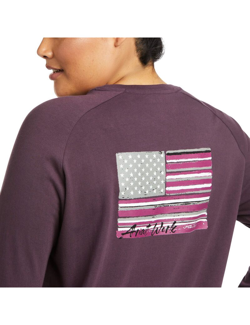 Vêtements De Travail Ariat Rebar CottonStrong Brand Flag T Shirts Violette | BGW-1334462