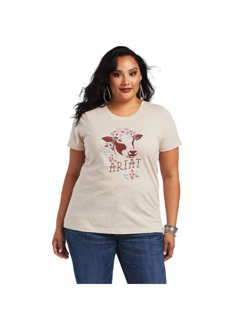 Hauts Ariat REAL Moo Tee Marron | OOF-9509805