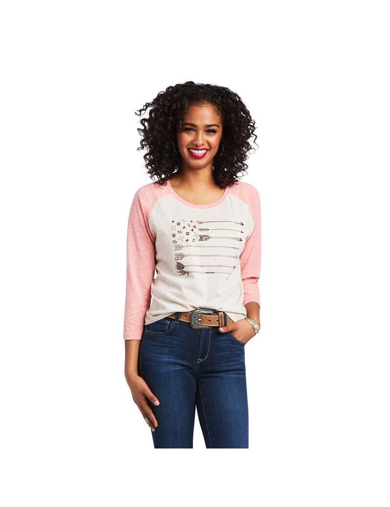 Hauts Ariat Arrow Raglan Beige | ZAW-3291858