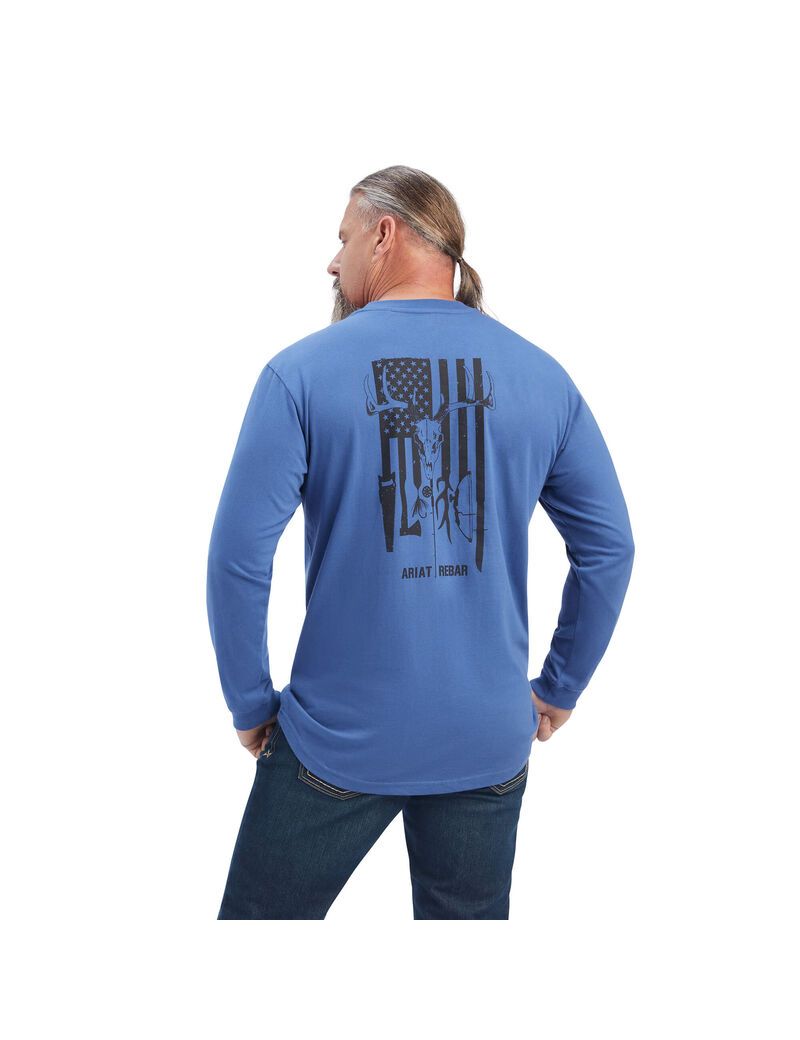 Vêtements De Travail Ariat Rebar Outdoor Graphique T Shirts Bleu Marine | PPY-7572179