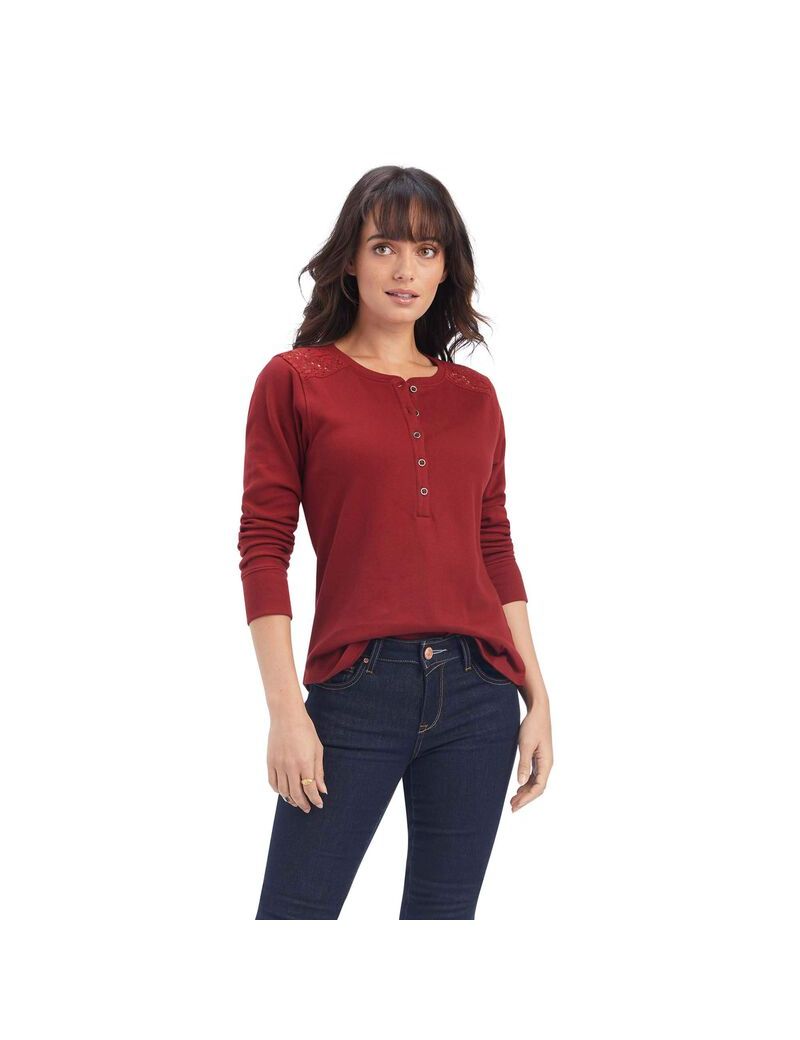 Hauts Ariat REAL Henley Rouge Foncé | PXS-8509755