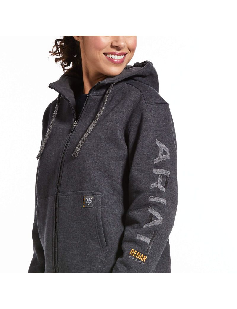 Sweat à Capuche Ariat Rebar All-Weather Full Zip Grise | JYT-5646403