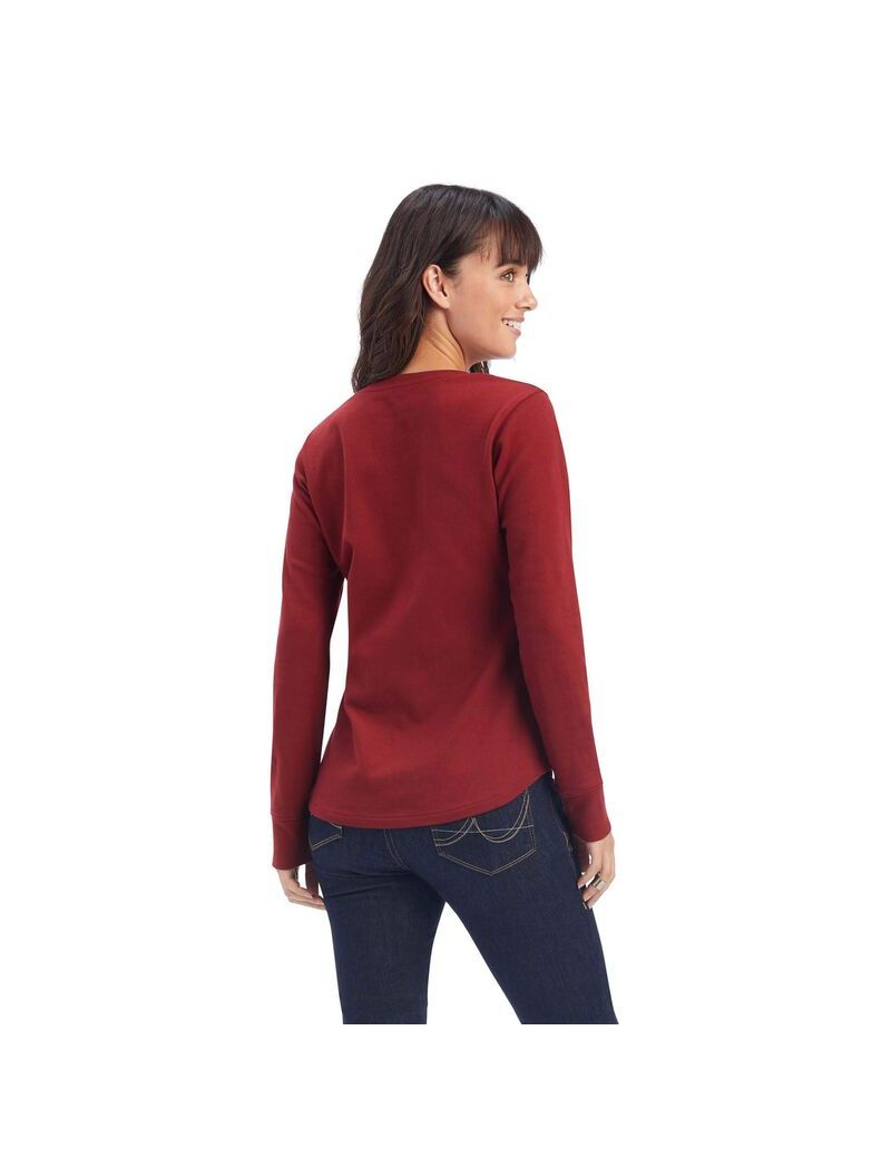 Hauts Ariat REAL Henley Rouge Foncé | PXS-8509755