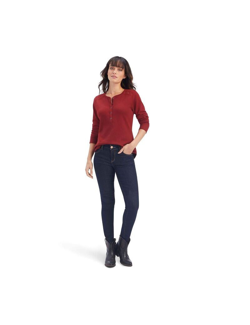 Hauts Ariat REAL Henley Rouge Foncé | PXS-8509755