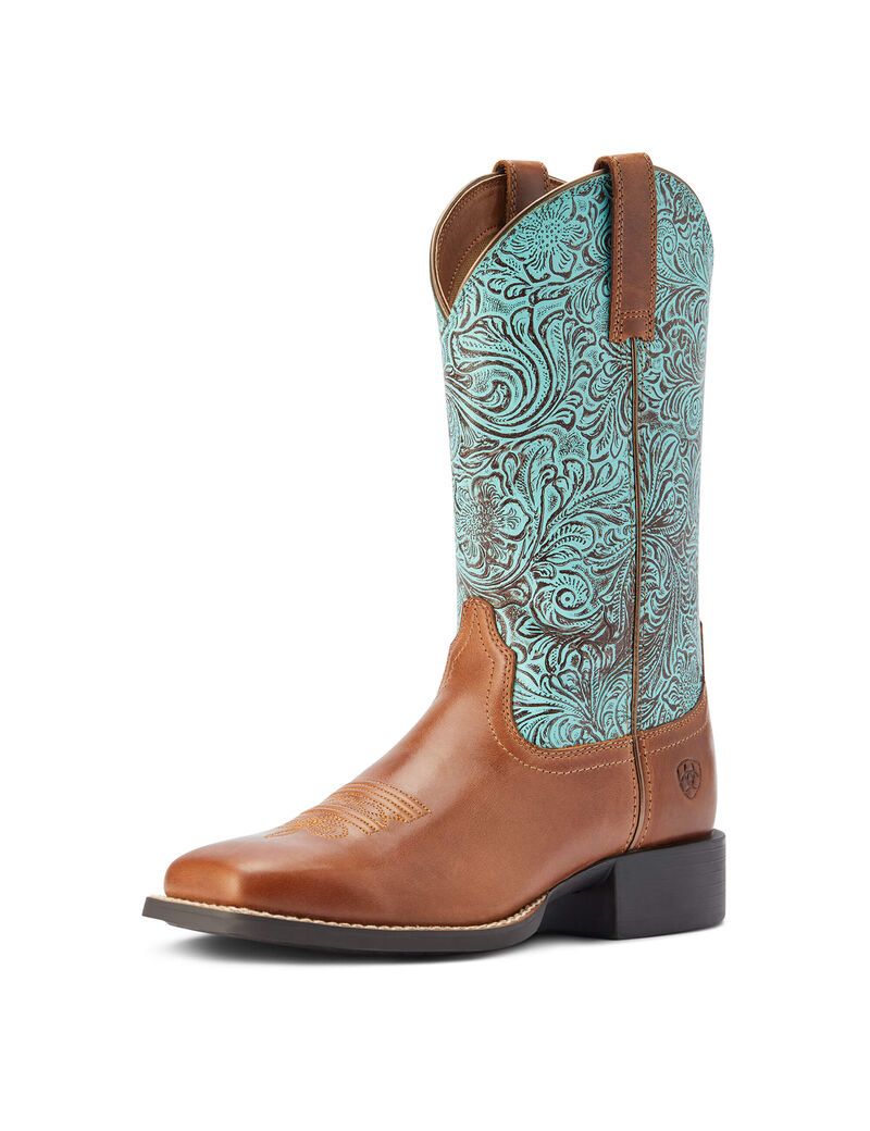 Bottes Western Ariat Round Up Larges Square Embout Marron | UCV-6880404