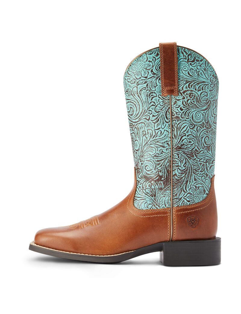 Bottes Western Ariat Round Up Larges Square Embout Marron | UCV-6880404