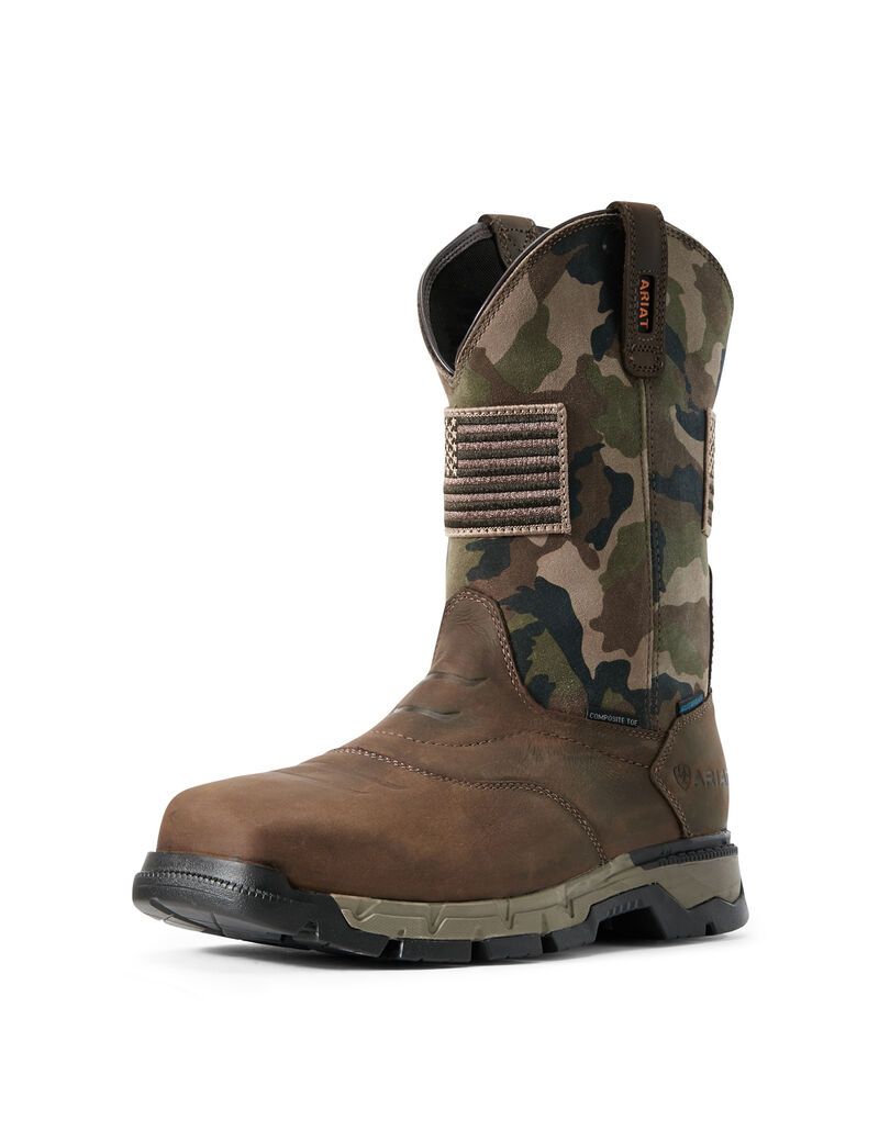 Bottes Imperméables Ariat Rebar Flex Patriot Composite Embout Travail Marron Foncé | XVS-0489406