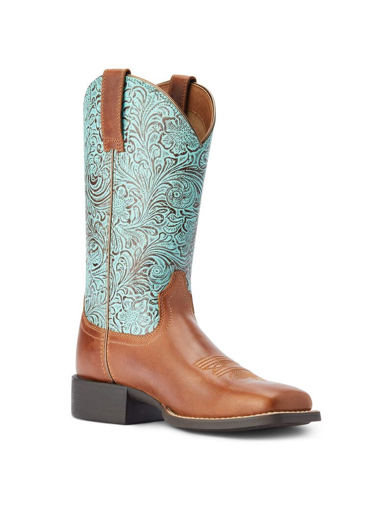 Bottes Western Ariat Round Up Larges Square Embout Marron | UCV-6880404