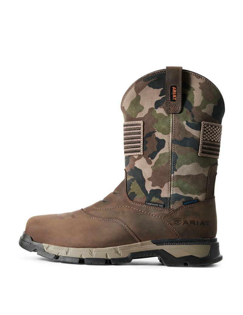 Bottes Imperméables Ariat Rebar Flex Patriot Composite Embout Travail Marron Foncé | XVS-0489406