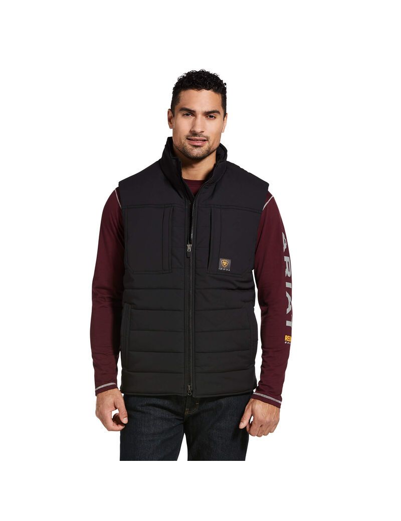 Gilet Ariat Rebar Valiant Stretch Tela D'eau Resistant Insulated Noir | NCO-8450318