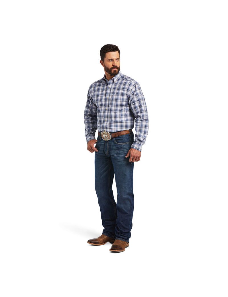 Chemises De Costume Ariat Pro Series Bennett Classiche Fit Grise Foncé Bleu | HXI-7403011