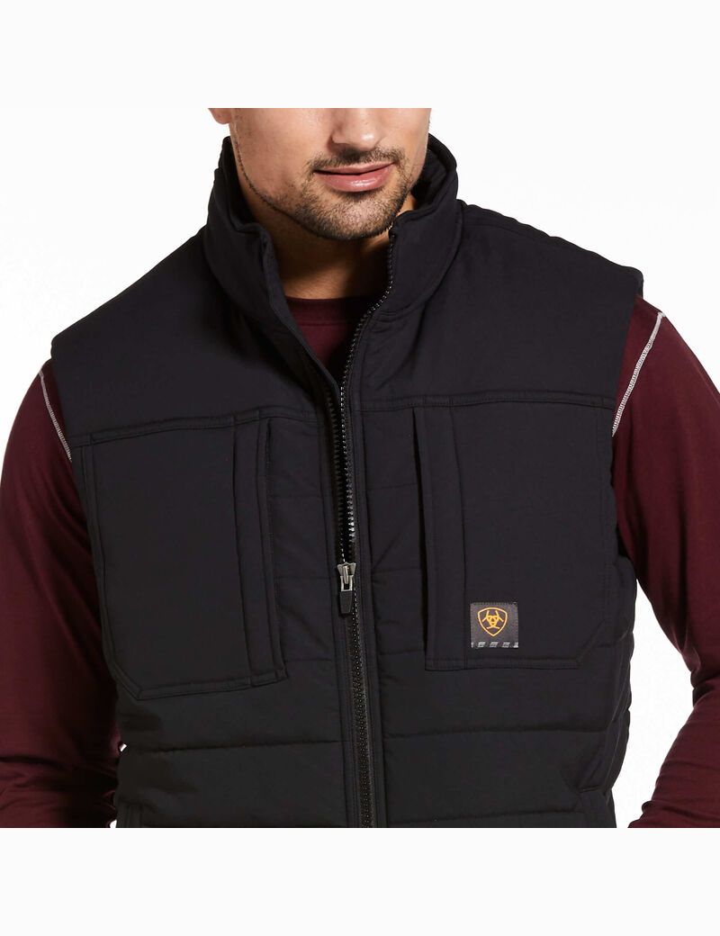 Gilet Ariat Rebar Valiant Stretch Tela D'eau Resistant Insulated Noir | NCO-8450318