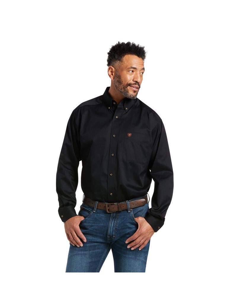 Chemises De Costume Ariat Solid Twill Classiche Fit Noir | TWN-6886760