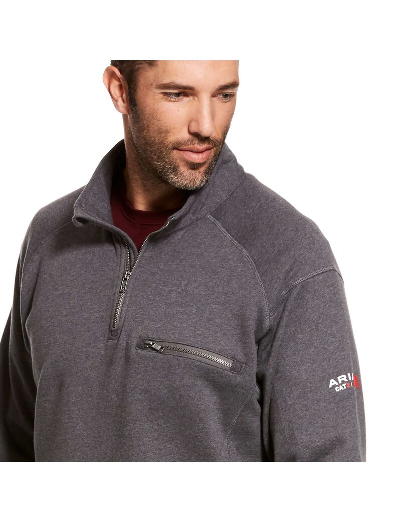 Hauts Ariat FR Rev 1/4 Zip Grise | RUQ-3648254