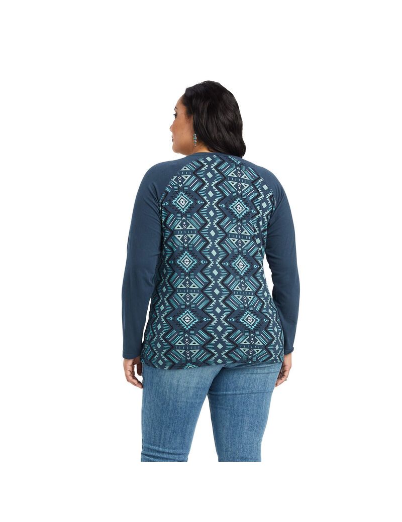 Hauts Ariat REAL Printed Henley Multicolore Bleu Marine | AMR-1976544