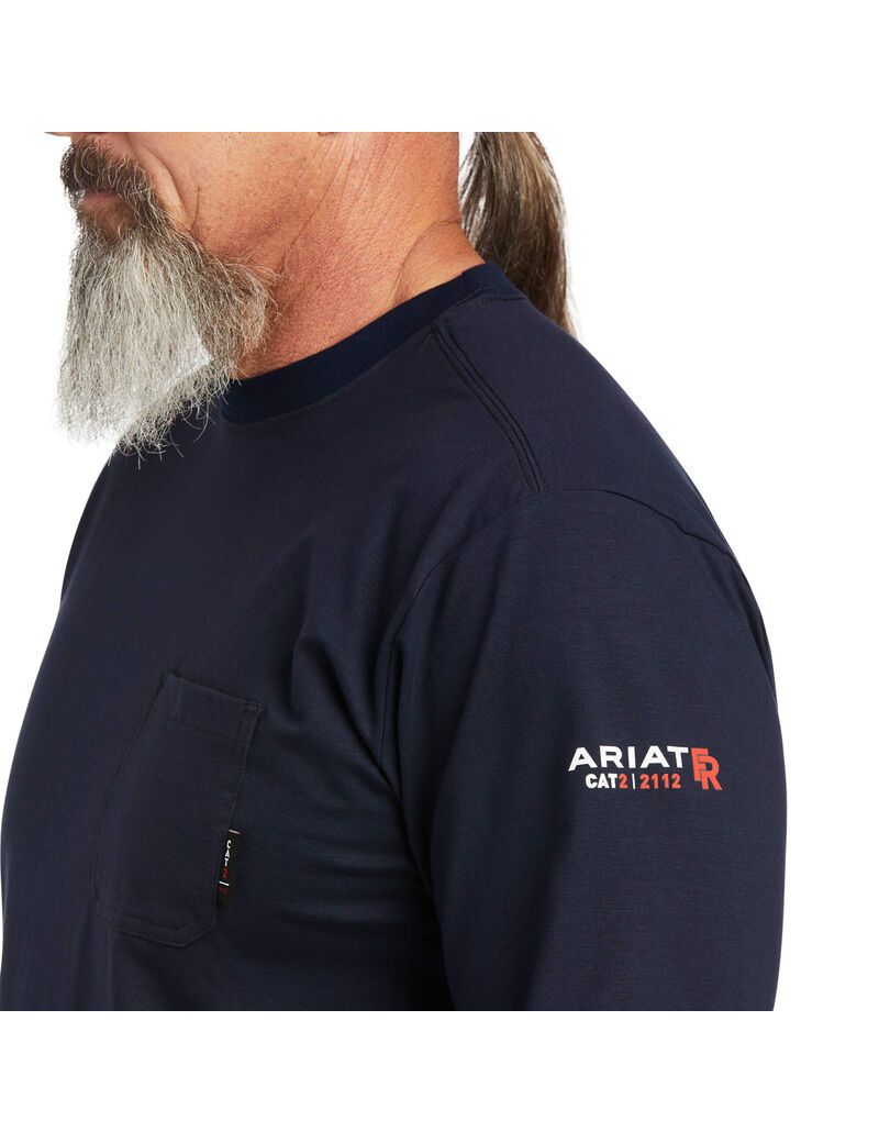 Chemises Ariat FR Stretch Logo Bleu Marine | MHK-4416918