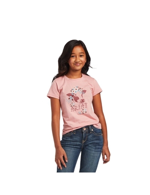 T Shirts Ariat REAL Moo-Chacha Tee Rose | FQL-3273533