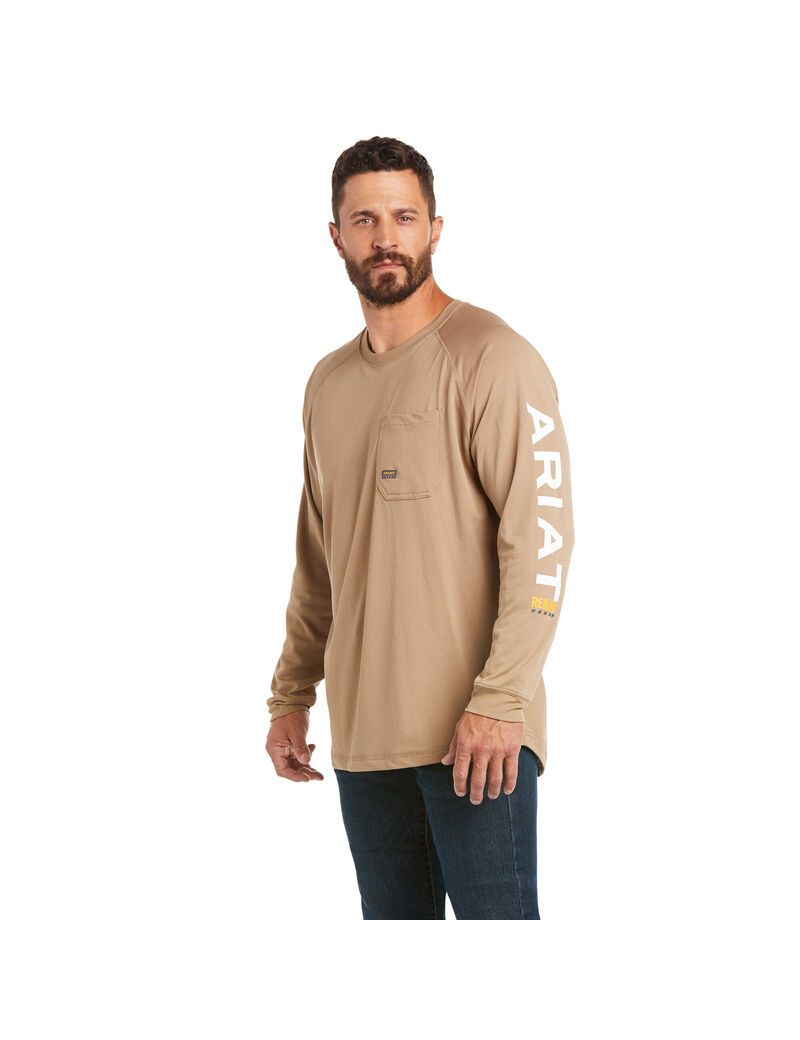 Vêtements De Travail Ariat Rebar Heat Fighter T Shirts Kaki | YPQ-1769390