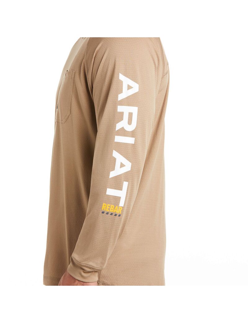 Vêtements De Travail Ariat Rebar Heat Fighter T Shirts Kaki | YPQ-1769390