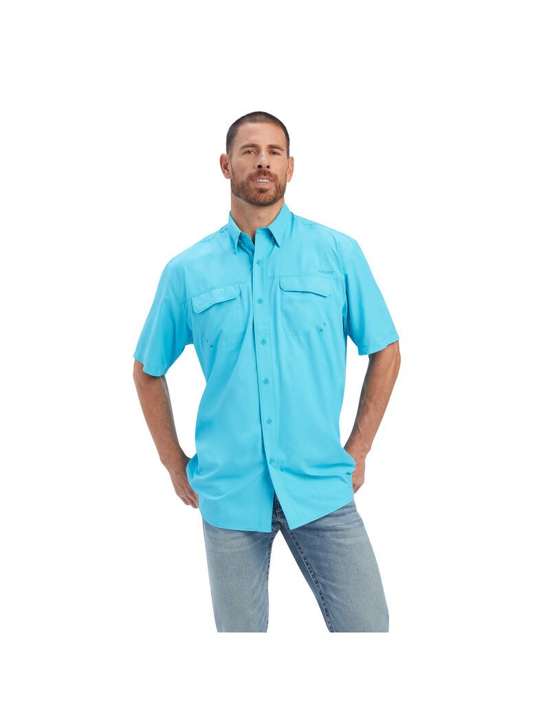 Chemises De Costume Ariat VentTEK Outbound Classiche Fit Bleu | OIN-2474194