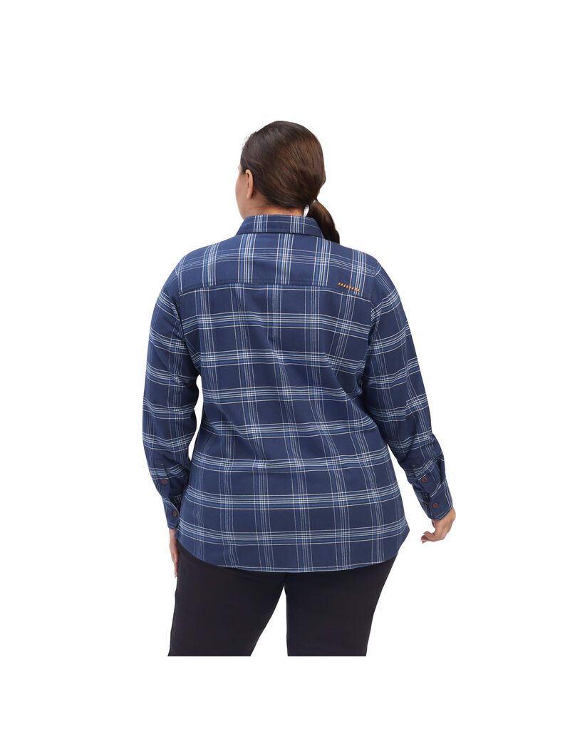 Vêtements De Travail Ariat Rebar Flannel DuraStretch Travail Shirts Bleu Marine | HKI-0961361