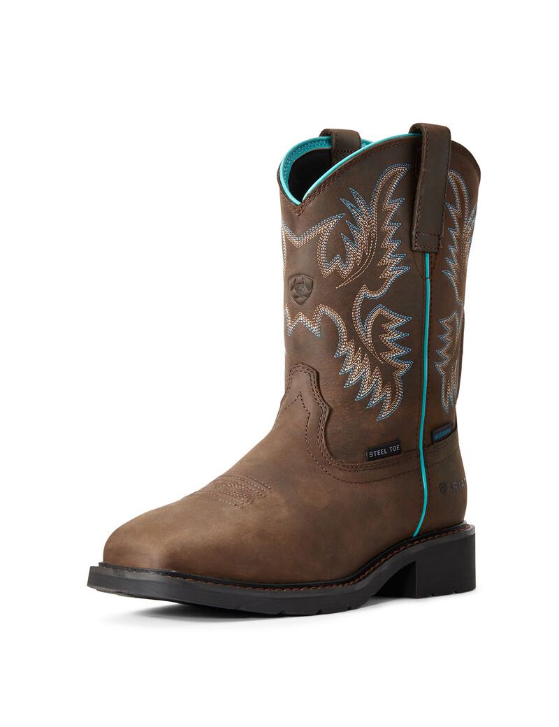 Bottes de Travail Ariat Krista Imperméables Steel Embout Marron Foncé | YCQ-5245934