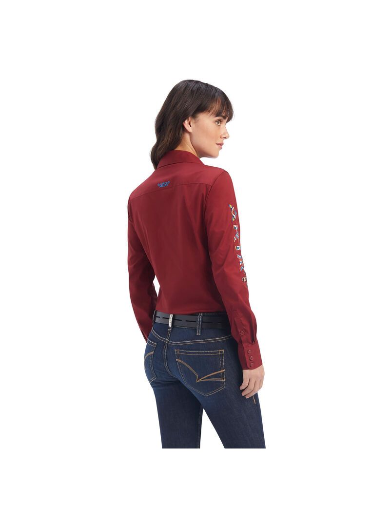 Hauts Ariat Team Kirby Stretch Rouge Foncé | DCL-5185460