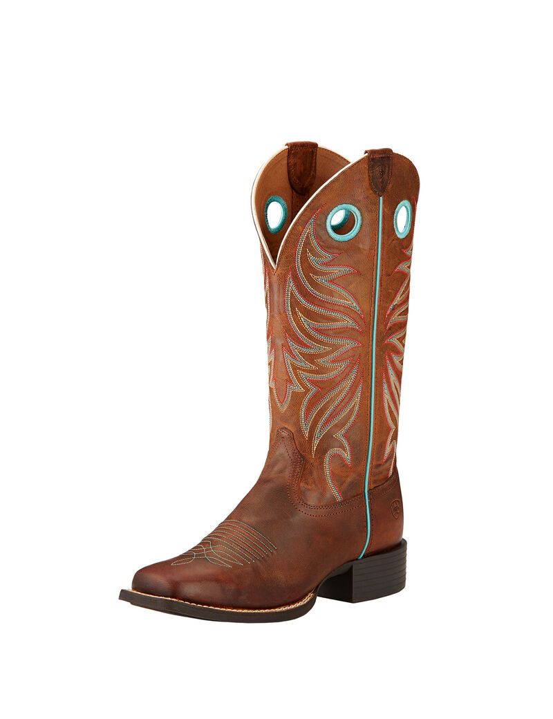 Bottes Western Ariat Round Up Ryder Marron | ROT-5502326