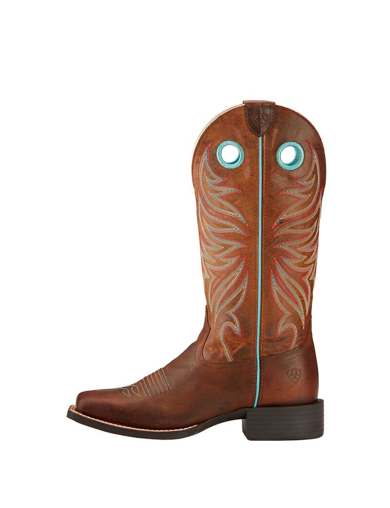 Bottes Western Ariat Round Up Ryder Marron | ROT-5502326