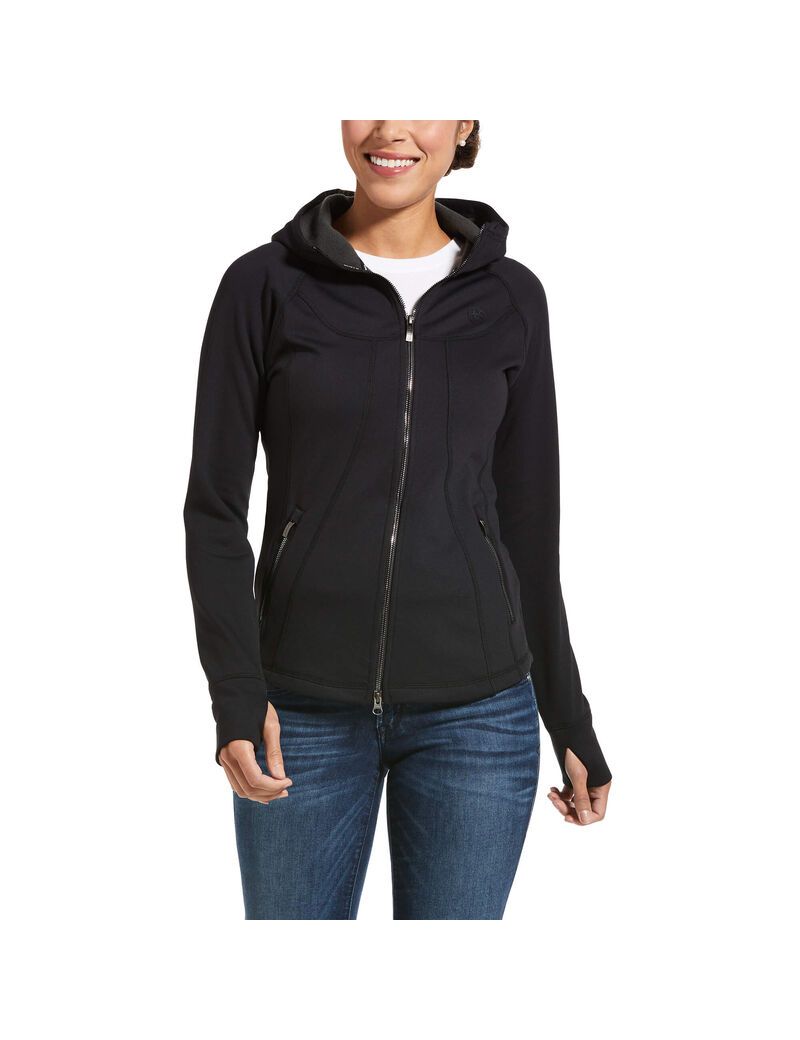 Sweat à Capuche Ariat Attain Full Zip Noir | KAF-4788123